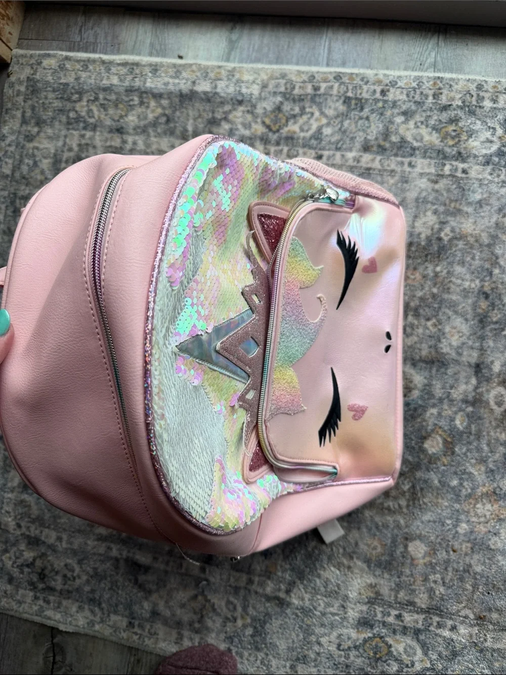 Girls Pink Unicorn Sequin Kids Backpack with Shimmer Front